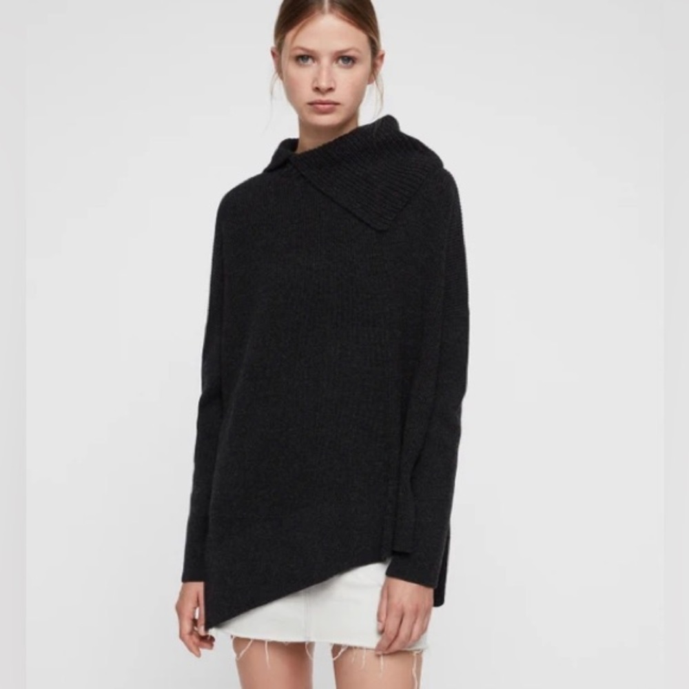 NWT All Saints Hettie Jumper in Black Marl Size Extra Small XS - Picture 2 of 10
